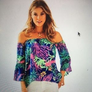 Lilly Pulitzer silk off shoulder top small
